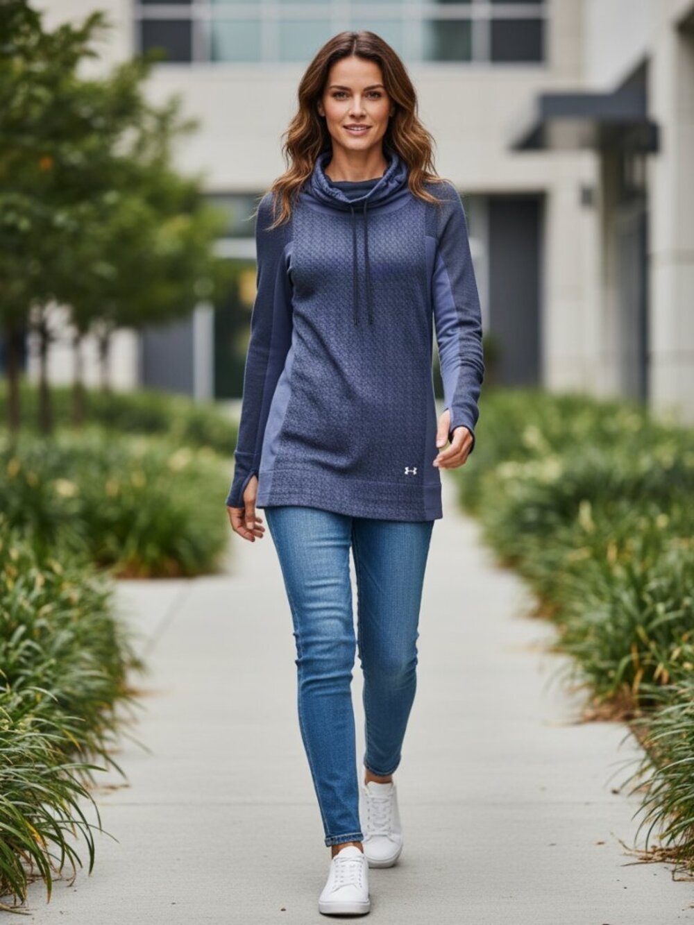Under Armour Heat Gear Funnel Neck Top Women's M Blue‎ 284F